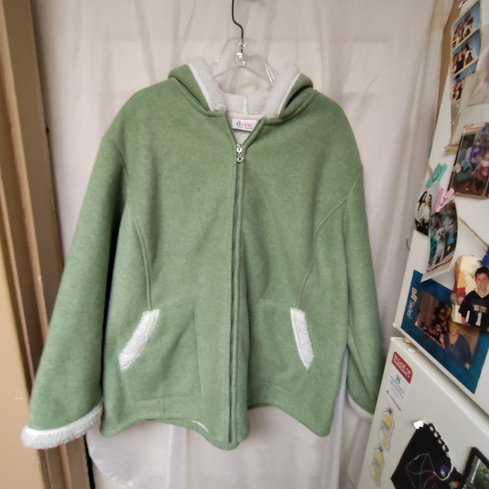 d&co denim company, green coat with Sherpa lining, 3x plus size